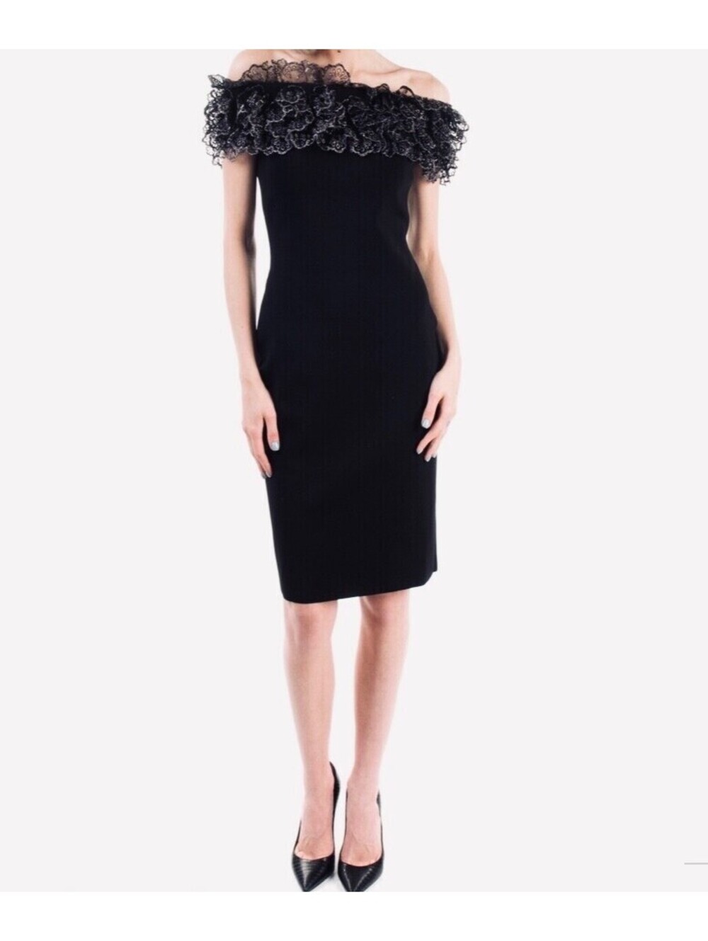 Christopher Kane Body con Limited Stretch Knit Tulle Black Dress M Viscose NWT